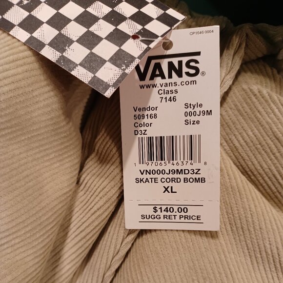 Vans Men's XL (Extra Large) Elm Skate Corduroy Bomber Jacket VN000J9MD3Z - Picture 3 of 13